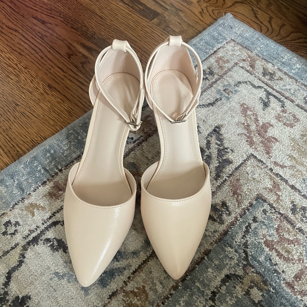 Elegant Cream Women's Ankle Strap Heels